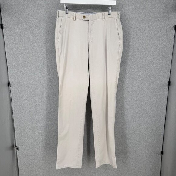 Peter Millar Mens Chino Pant Size 33x34 Pima Cotton Beige Straight Leg Golf Work - Picture 1 of 14